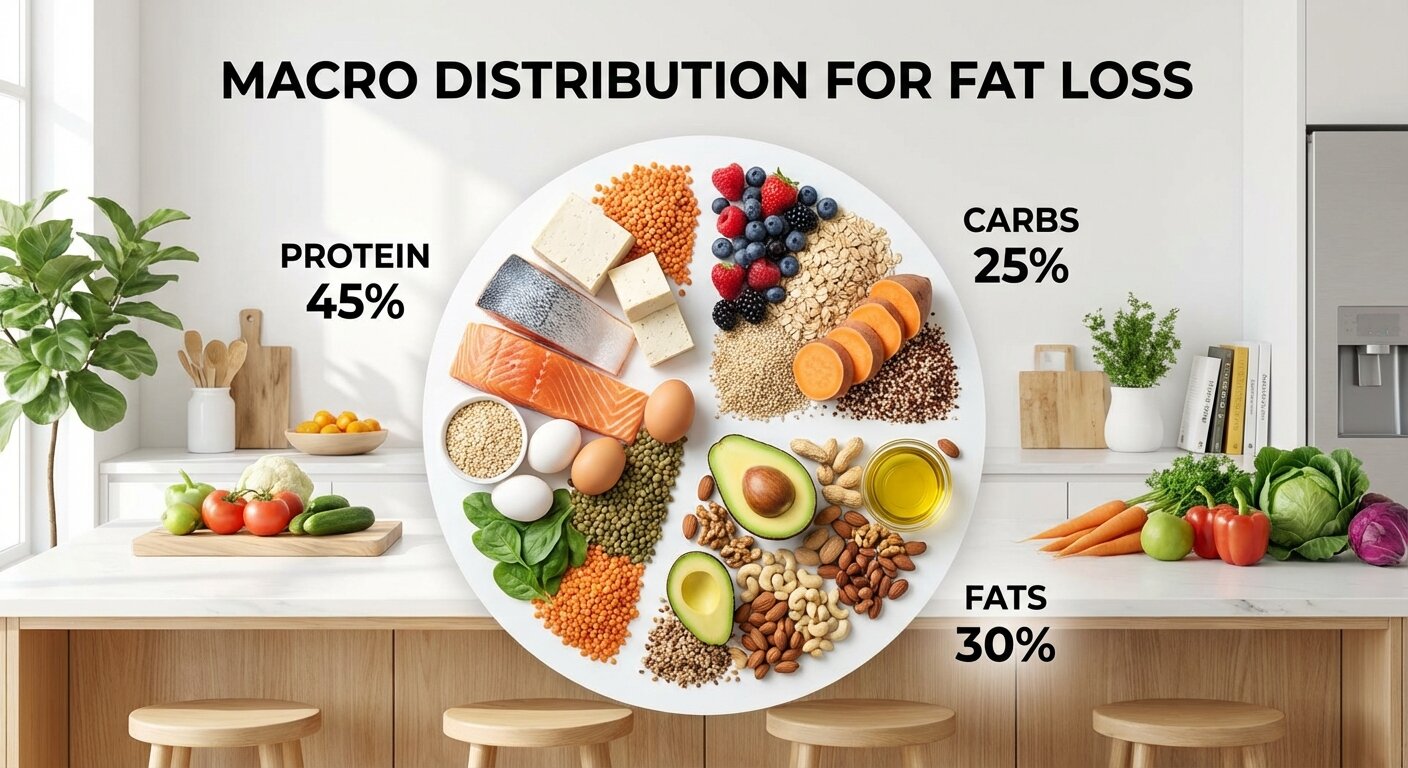 Macro distribution pie chart for fat loss