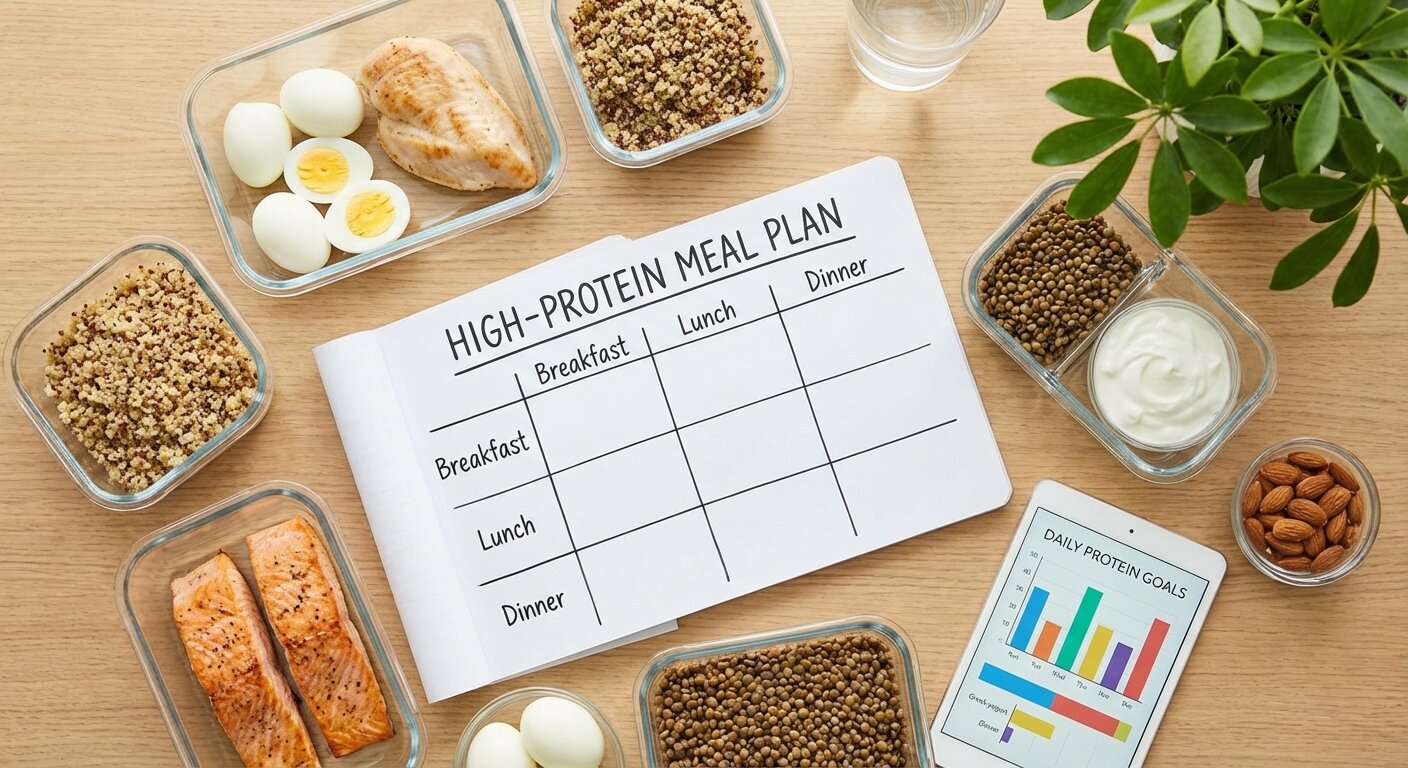 High-protein meal planning layout