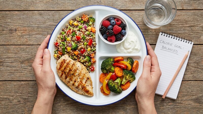 Healthy balanced meal representing caloric balance and nutrition