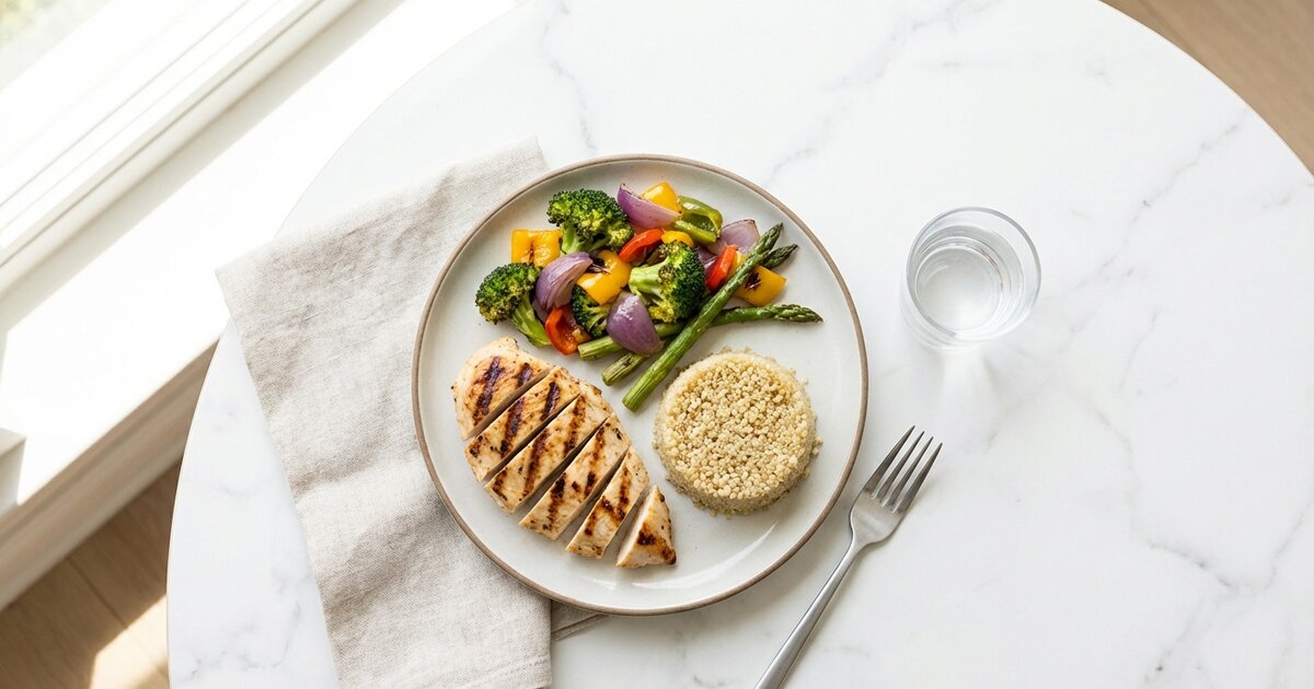 Lean protein meal with vegetables - complete cutting macro guide for fat loss